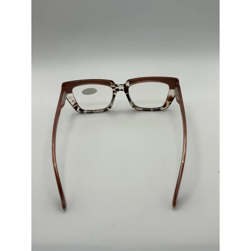 Square Reading Glasses +3.00 Translucent brown cheetah frame Unisex Magnifier
